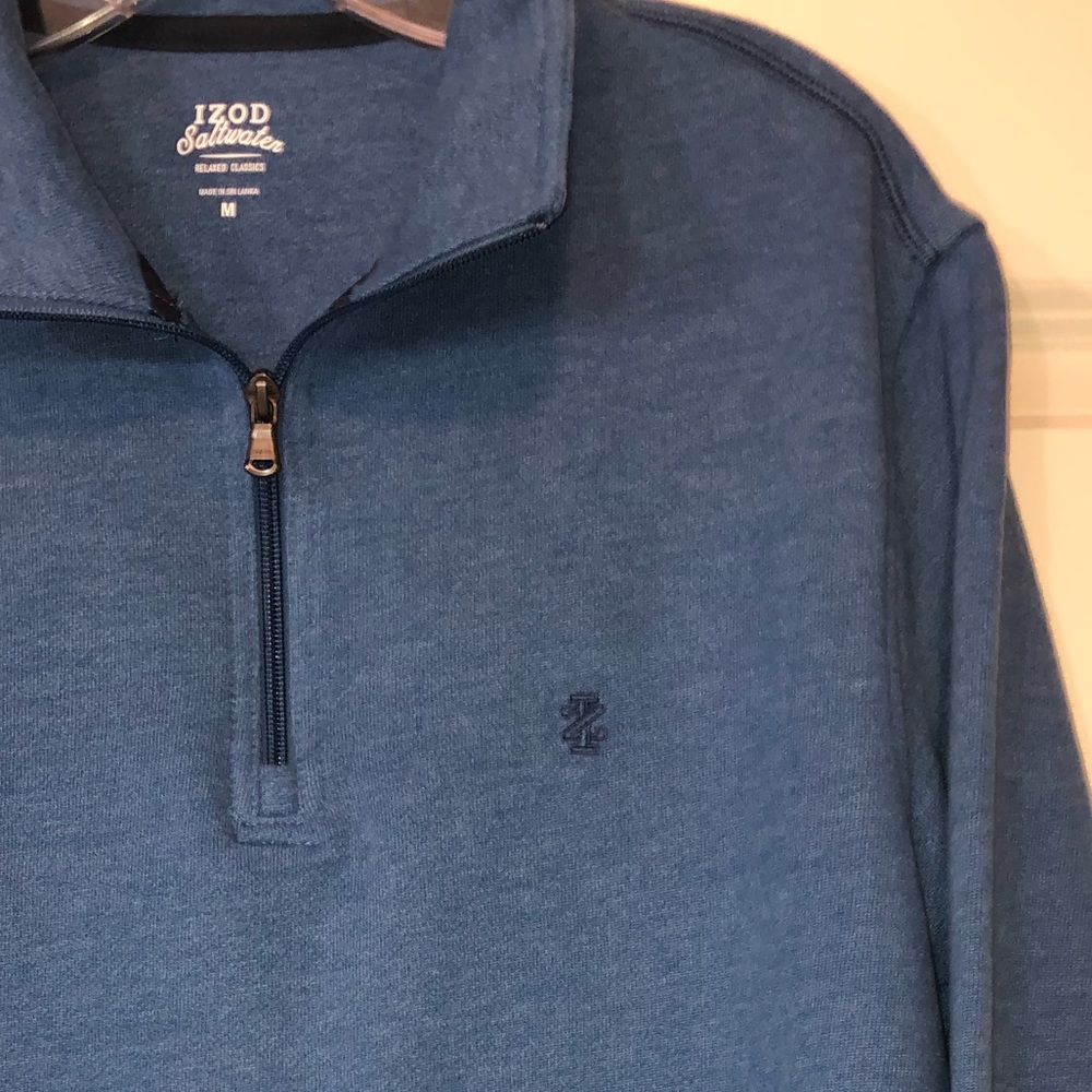 Men’s Izod Blue Long Sleeve Quarter Zip Knit Pullover, Size Medium - Picture 5 of 7